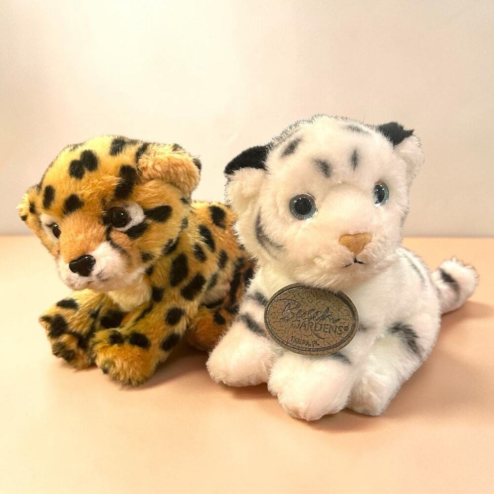 Busch Gardens Tiger Plush Set 2 6” White Tiger & Spotted Tiger Cub Tampa FL